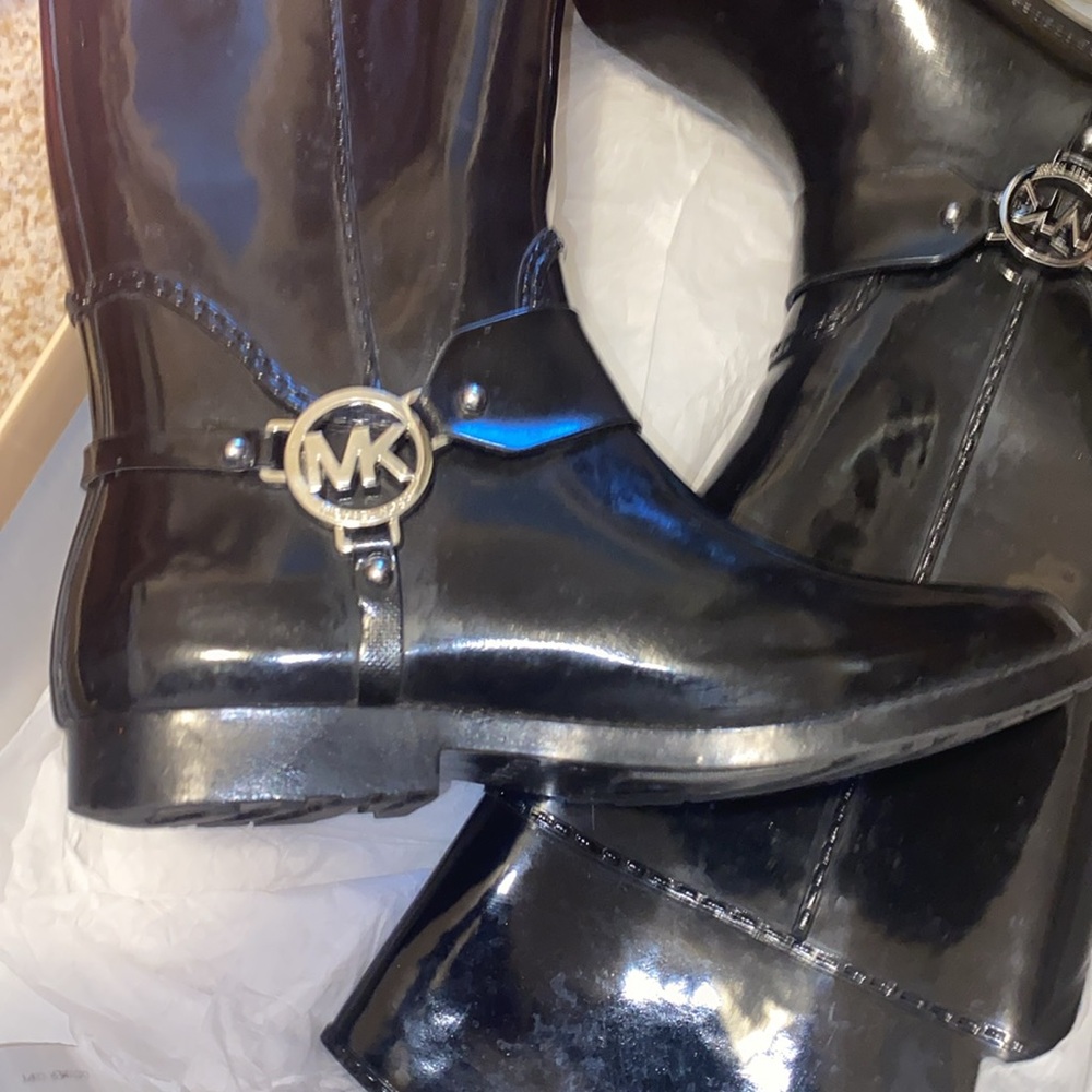 Michael kors tall riding rain boot black size 8 - Picture 2 of 13